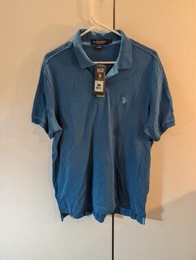 U.S. Polo Assn. Teal-Blue Short Sleeve Polo with Embroidered Logo Mens L NWT